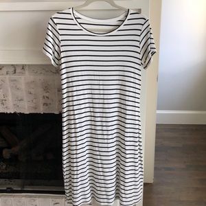 Black & white striped midi dress